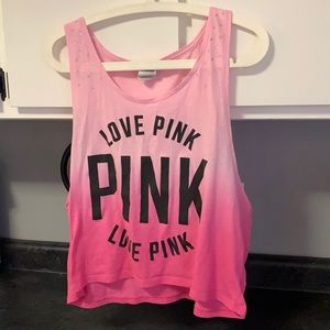 Vintage PINK rhinestone tank top